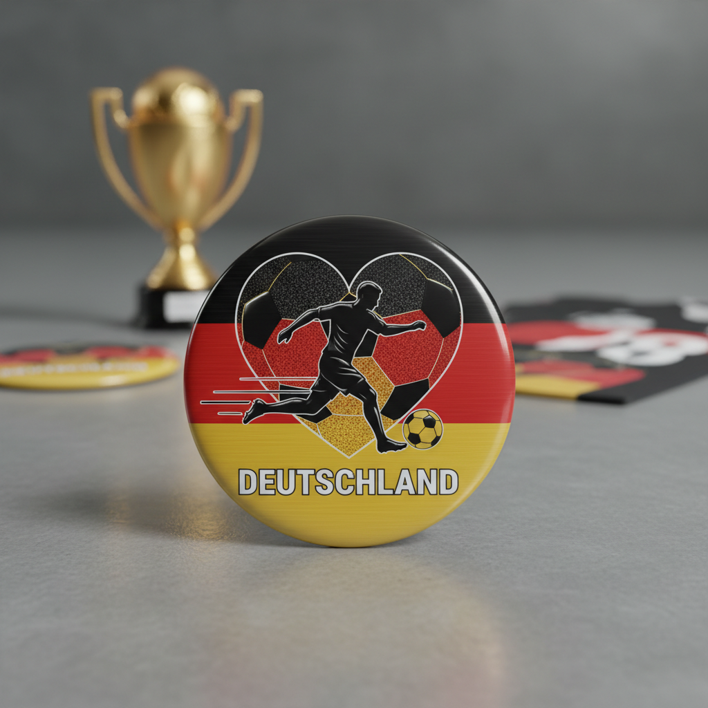 Germany Football Soccer Love Heart Pinback 2.25-inch