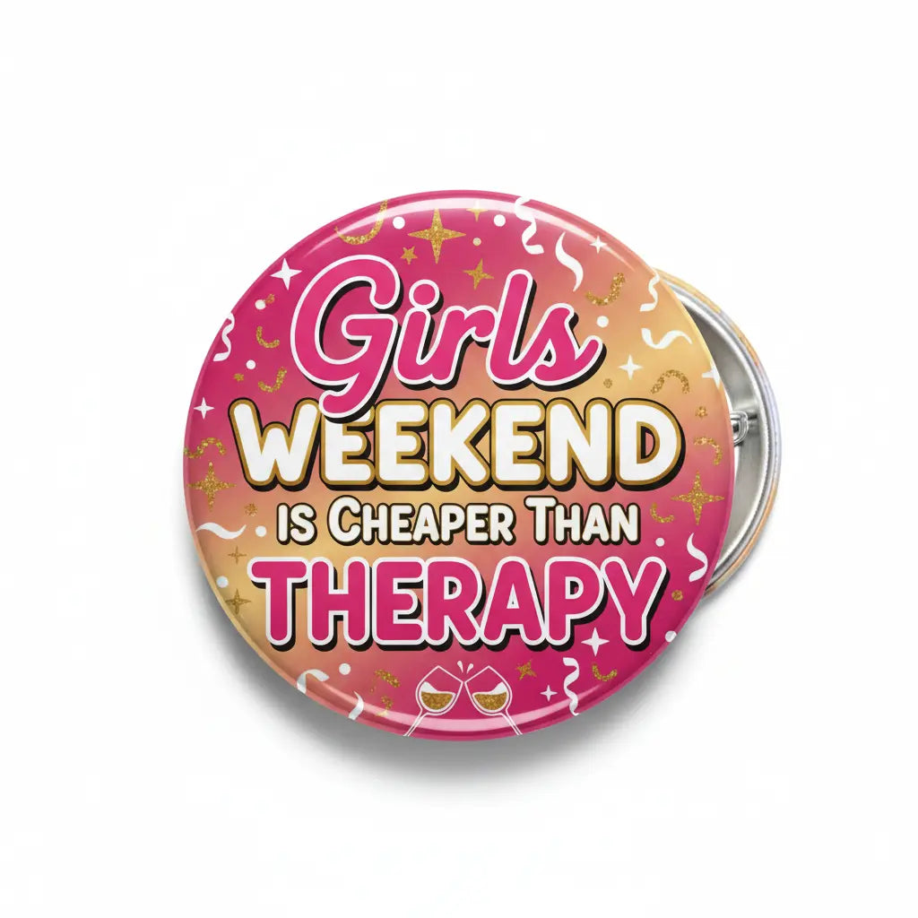 Girls Weekend is cheaper than therapy Pin Button 2.25-inch (Copy) - mypinbacks.com