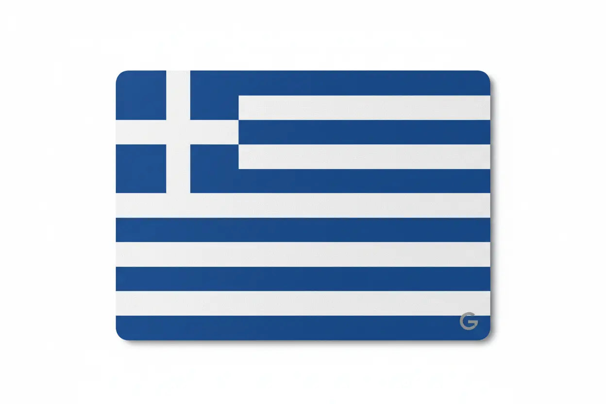 Greece flag mousepad with blue-and-white stripes and cross design