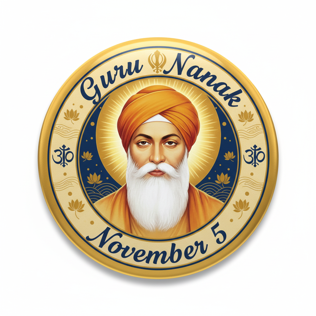 Guru Nanak (November 5) Pinback 2.25-inch