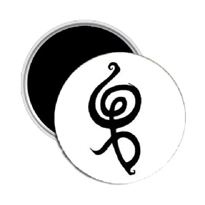 2.25-inch round music note magnet, black treble clef icon on white