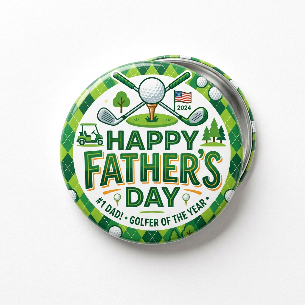 Happy Fathers Day Golf Pin Button 2.25-inch