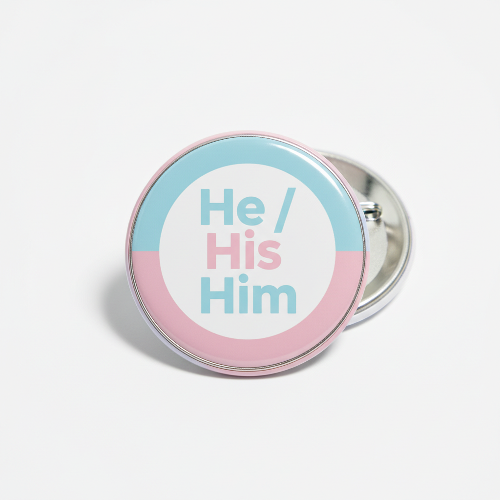 He His Him Transgender Pronouns Pinback 2.25-inch
