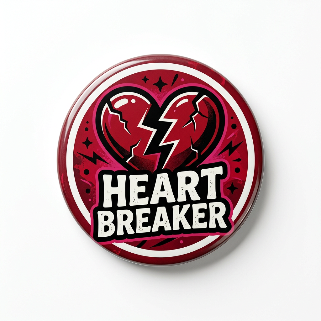 Heart Breaker Pin Button 2.25-inch