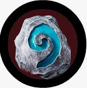 2.25-inch heart stone pinback with gray stone and bright blue center