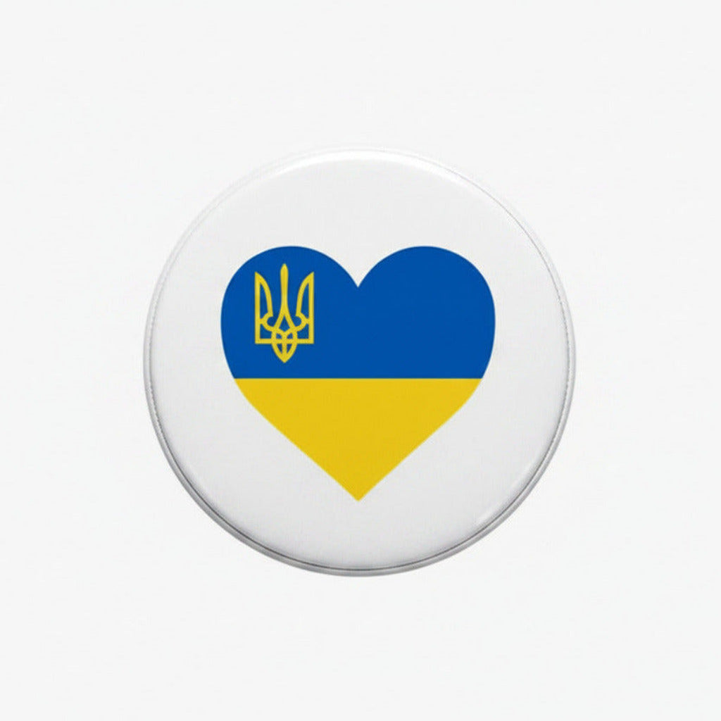Heart-shaped Ukraine flag enamel pinback