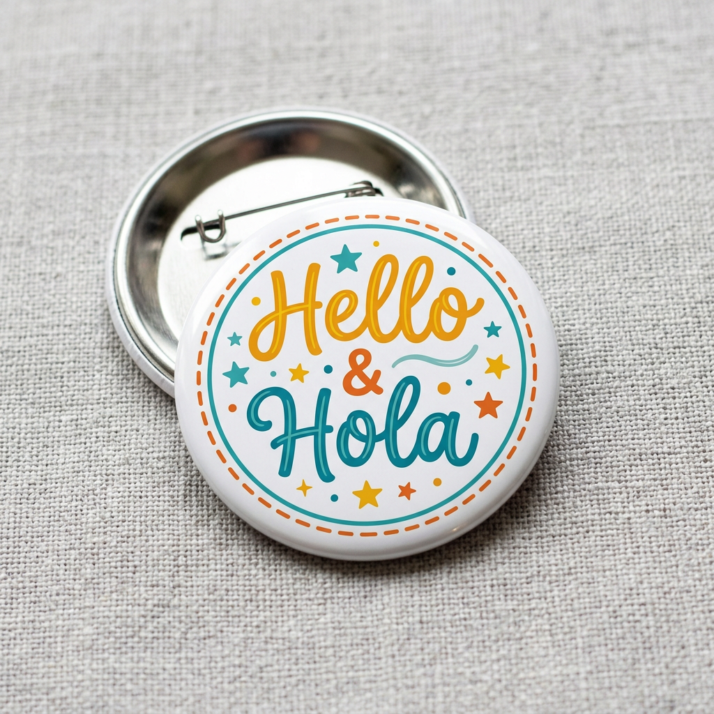 Hello - Hola Pin Button 2.25-inch