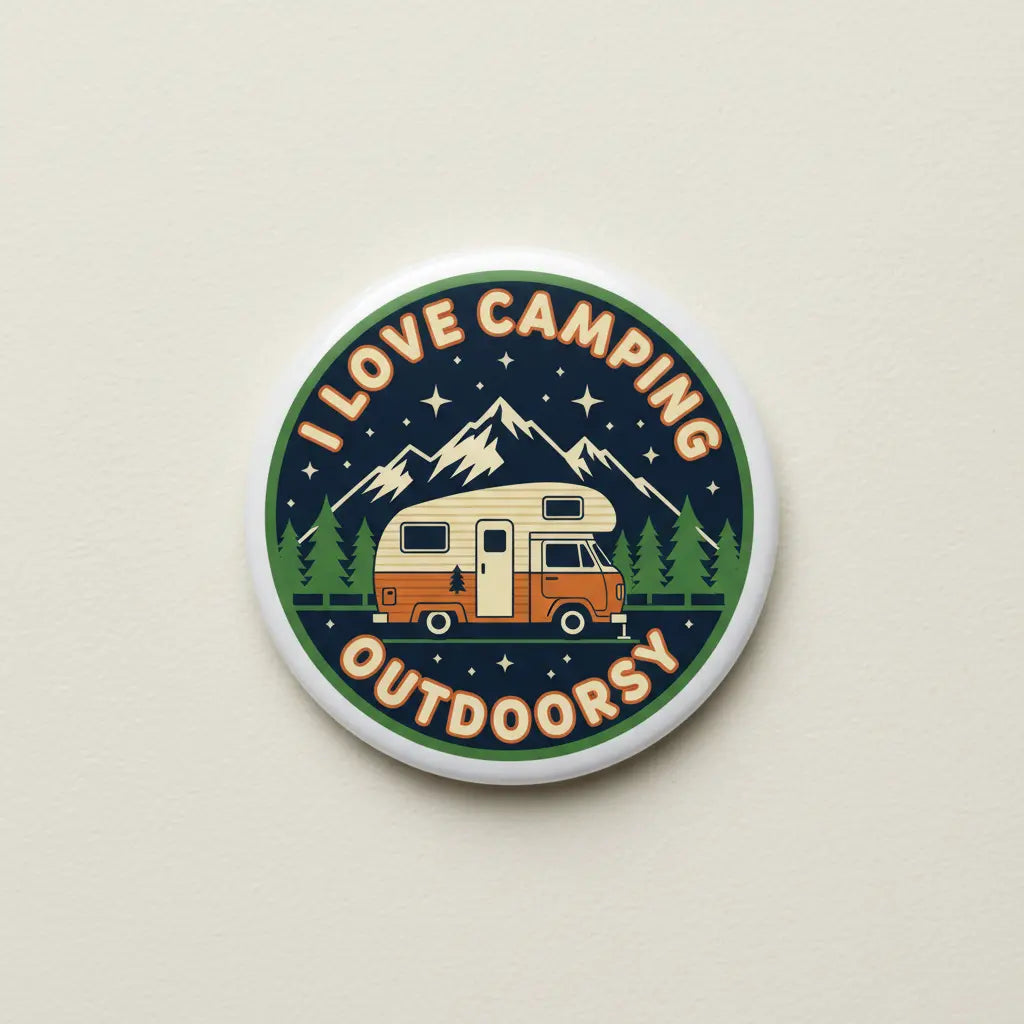 I Love Camping Outdoorsy Pinback 2.25-inch