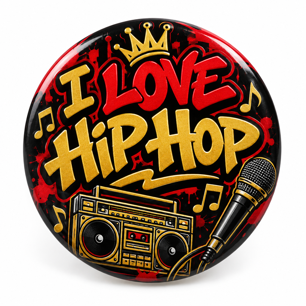 I Love Hip Hop Pin Button 2.25-inch