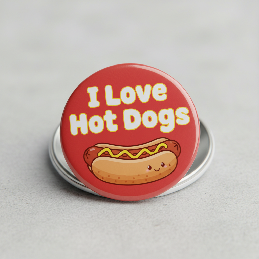 I love Hot Dogs Pinback 2.25-inch