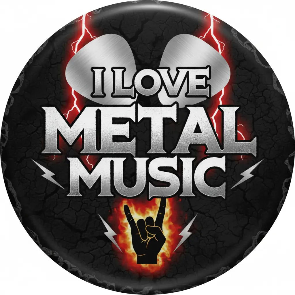 I Love Metal Music Pinback 2.25-inch