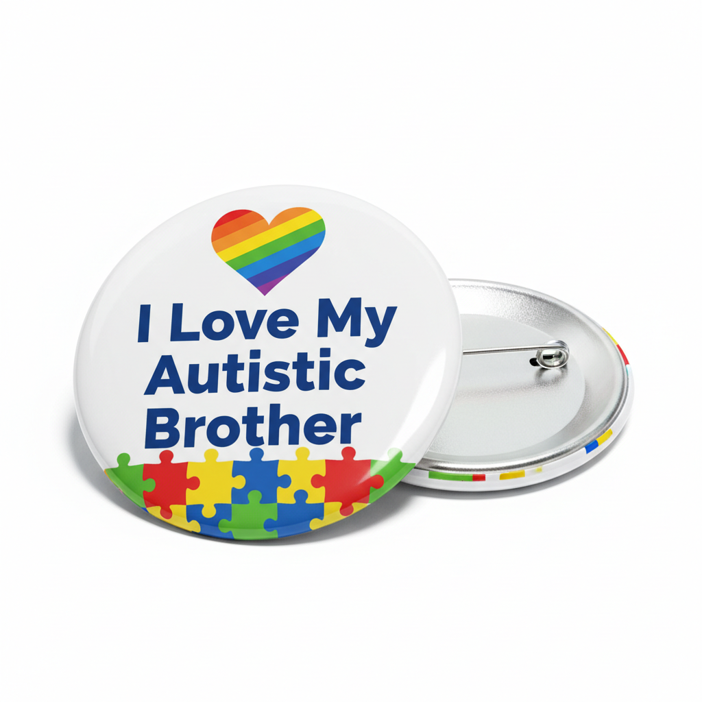 I Love my Autistic Brother Pinback 2.25-inch
