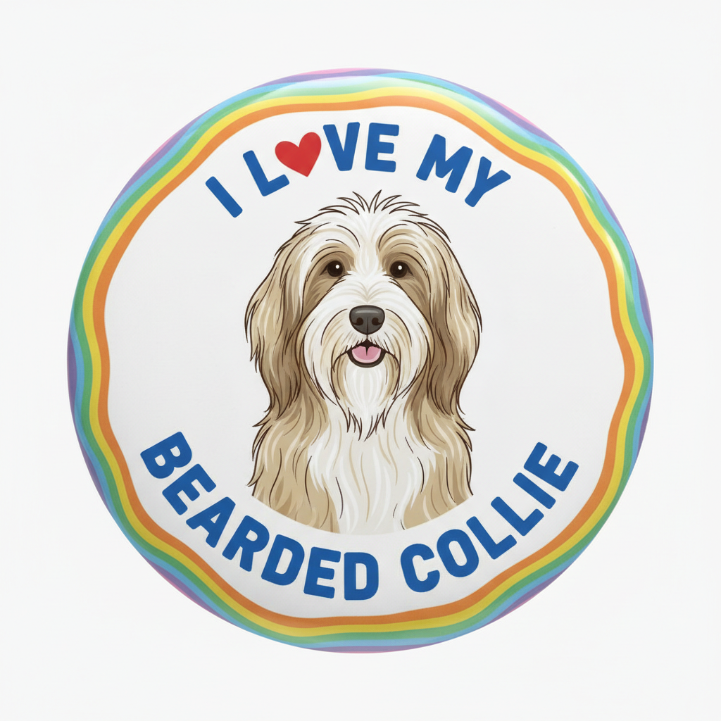 Bearded Collie Pinback 1.25-inch