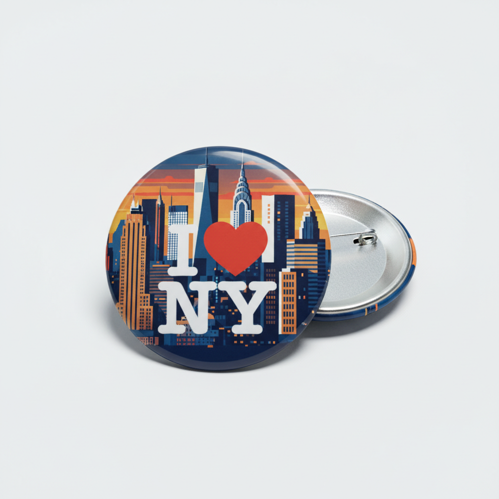 I Love New York Pinback 2.25-inch skyscrapers