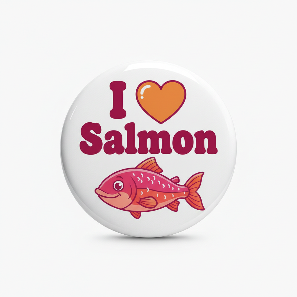 I Love Salmon Pinback 2.25-inch