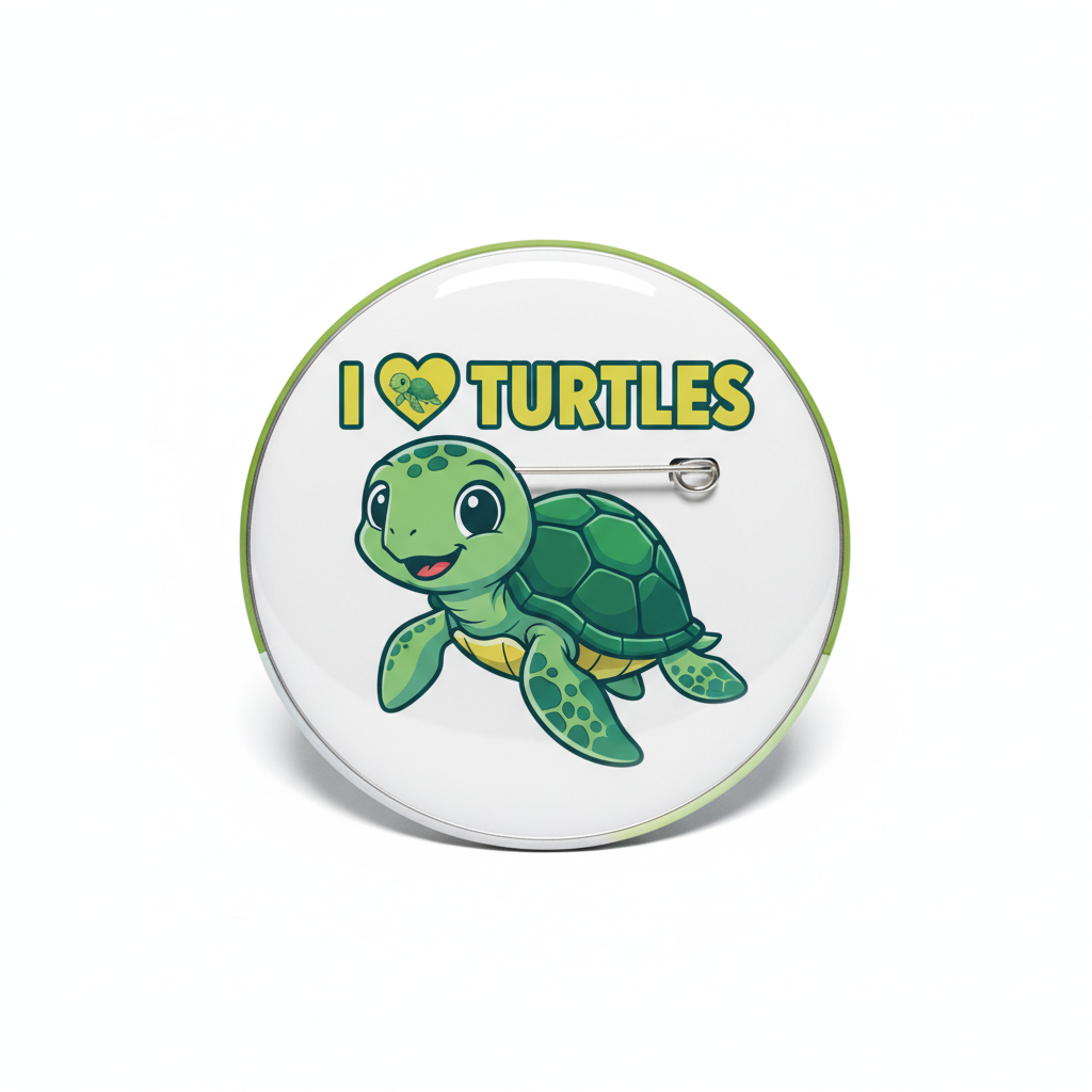 I Love Turtles Pinback 2.25-inch