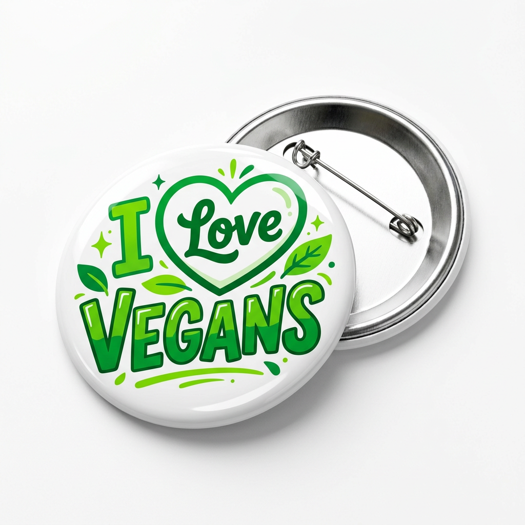 I Love Vegans Pin Button 2.25-inch