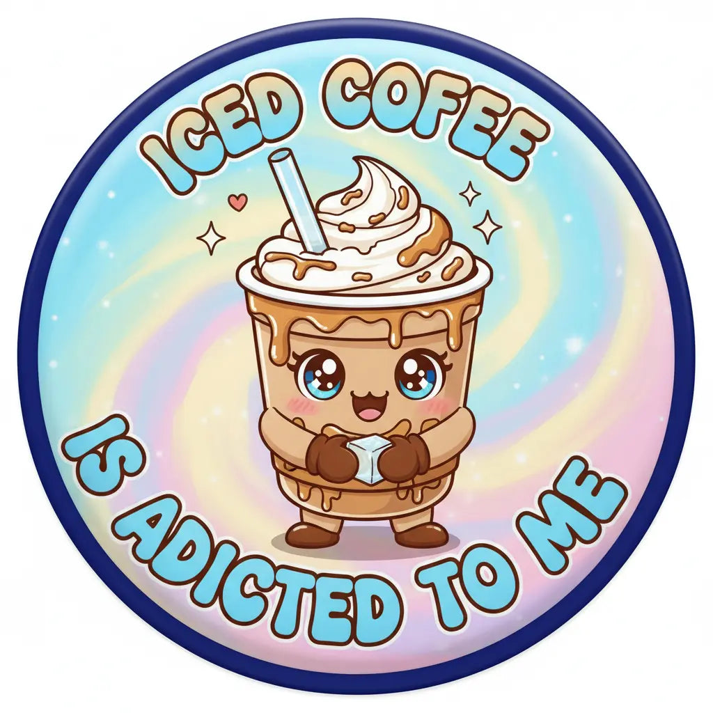 Iced Coffee is Addicted to Me Pinback 2.25-inch