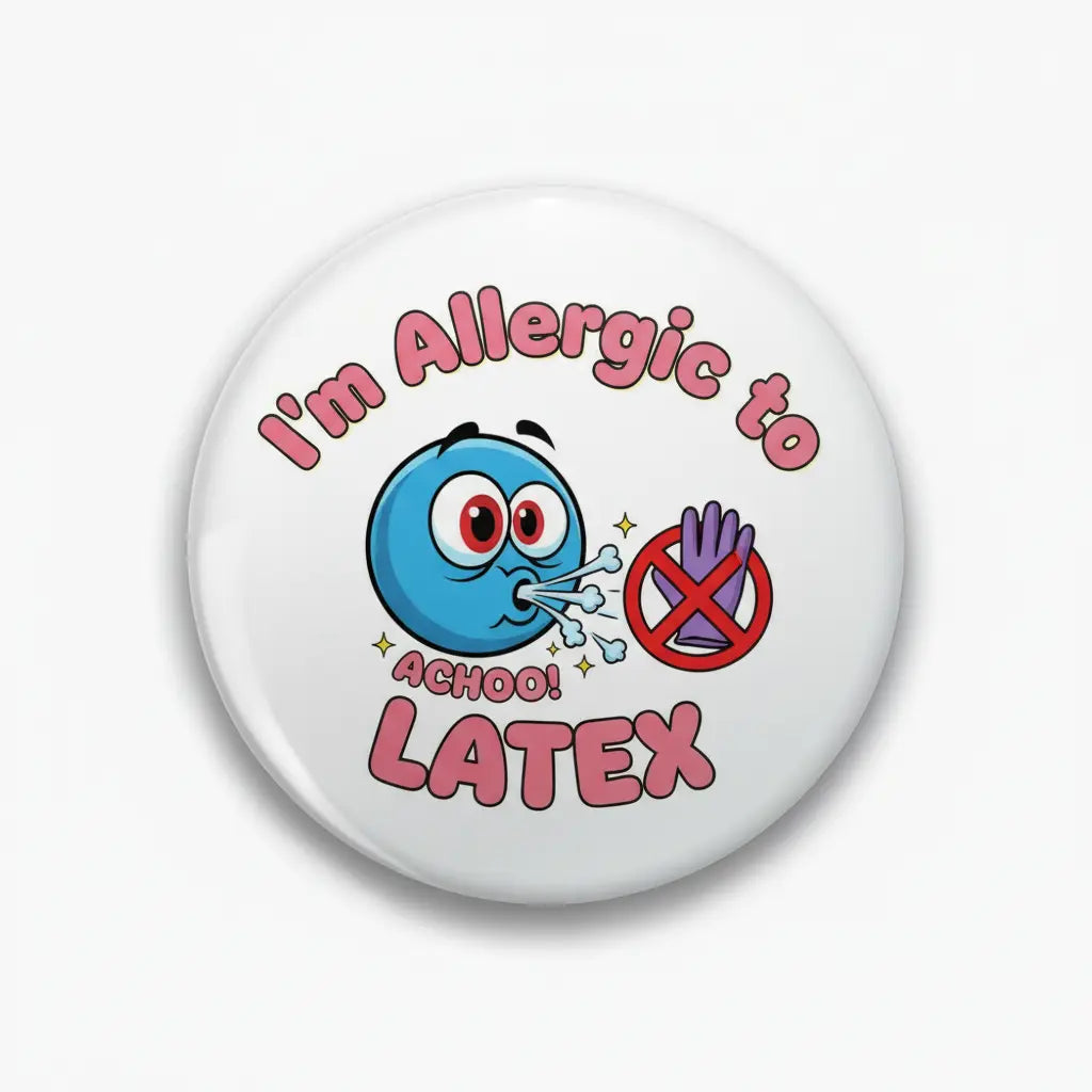 I'm Allergic to LATEX cartoon Pinback 2.25-inch
