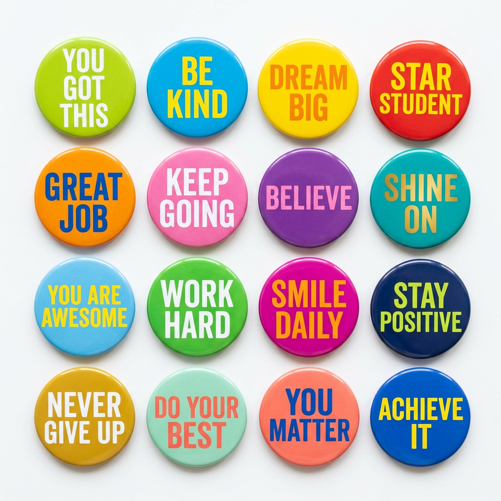 Inspirational Motivational Reward Button Pin 1.25-inch 16 Pcs