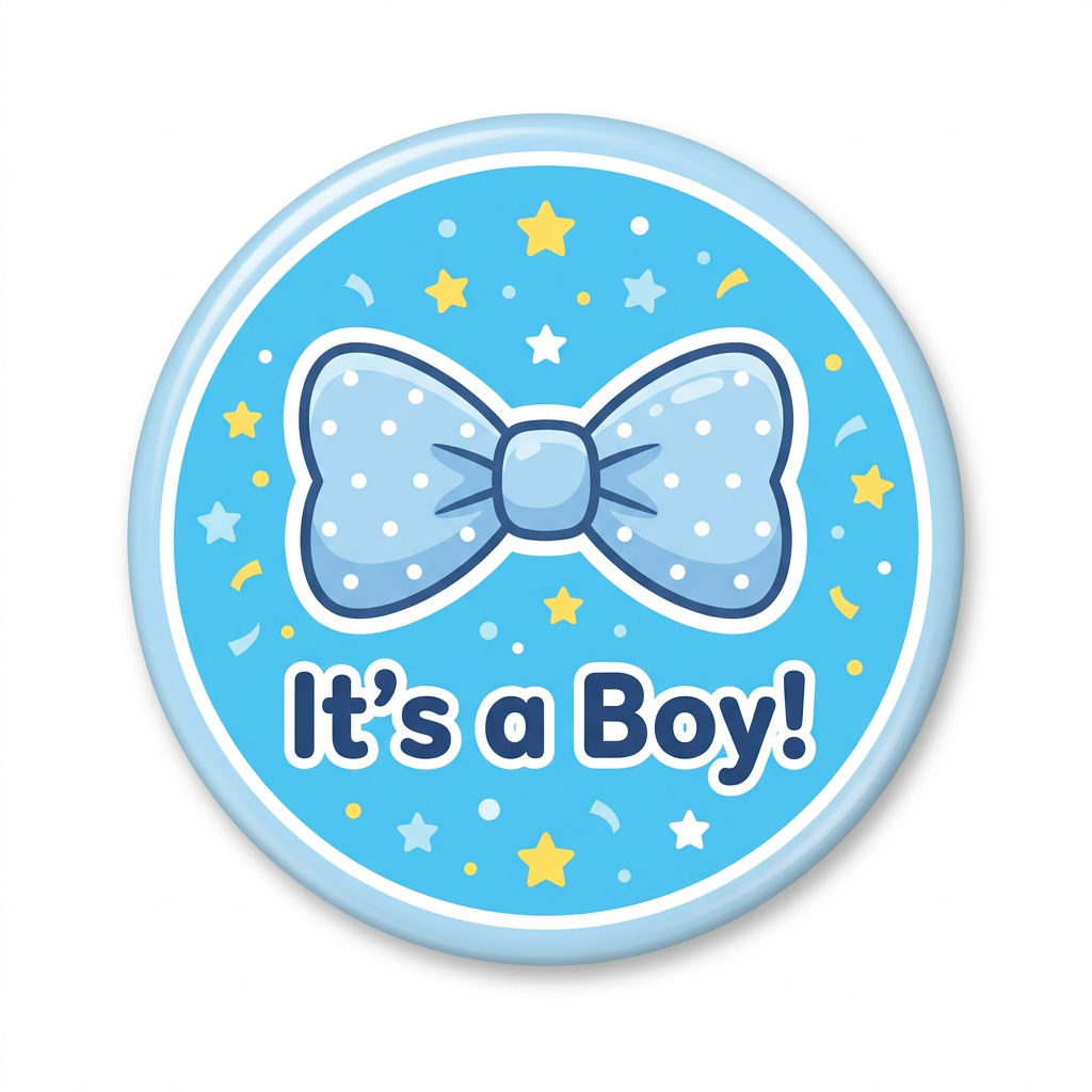 Blue a Bow It's a Boy Baby shower Pin Button 2.25-inch