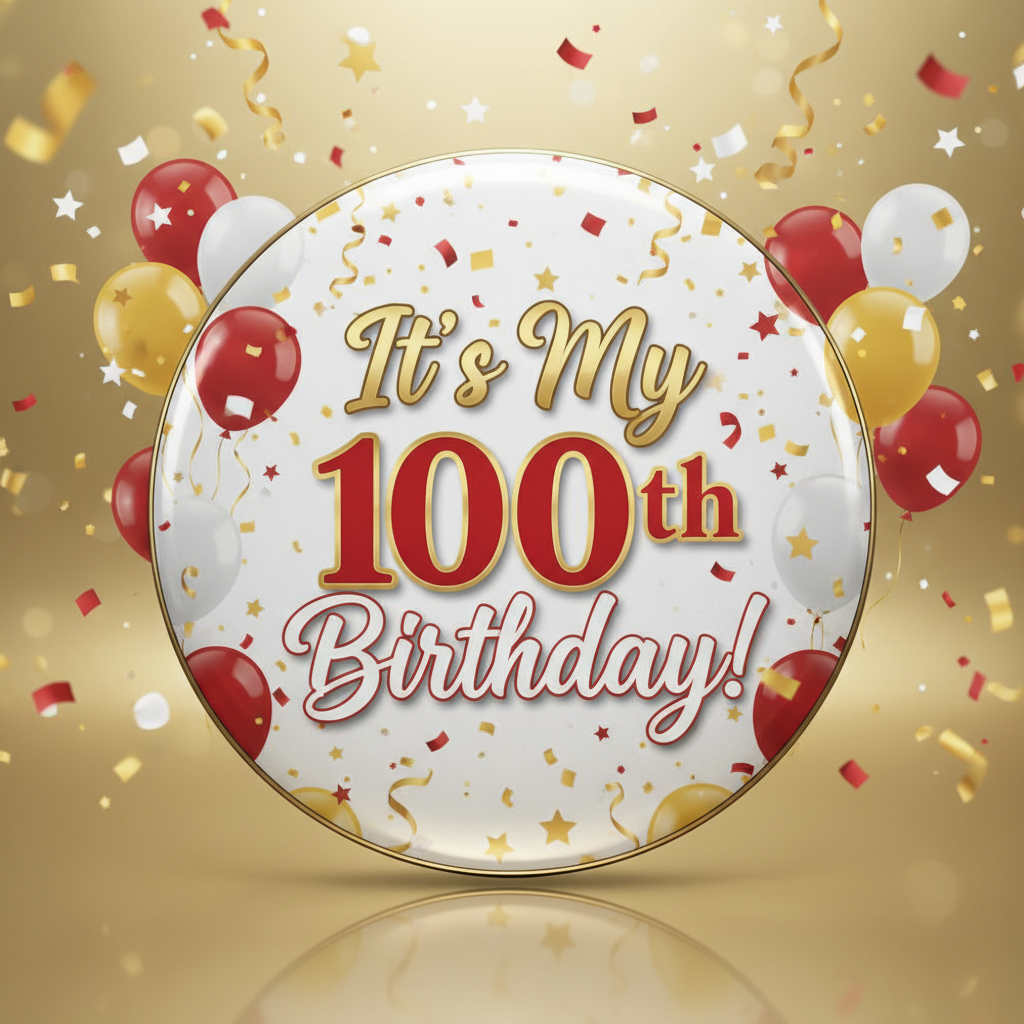 It's my 100th Birthday White Pinback 2.25-inch