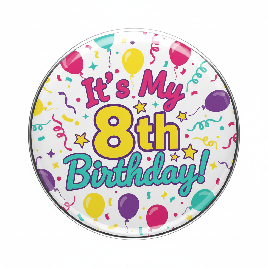 It's my 8th Birthday! Pinback 2.25-inch