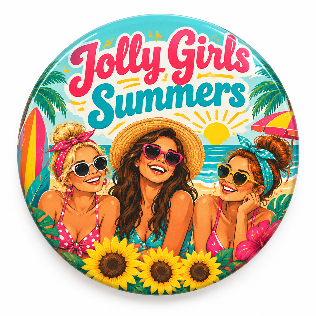 Jolly Girls Summers Pin Button 2.25-inch