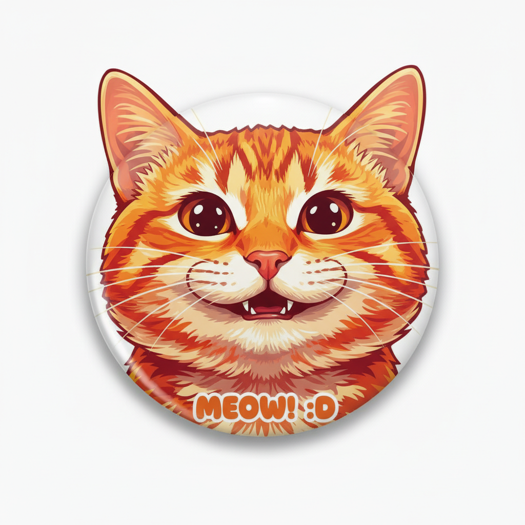 Just Smile Orange Cat Pinback 2.25-inch