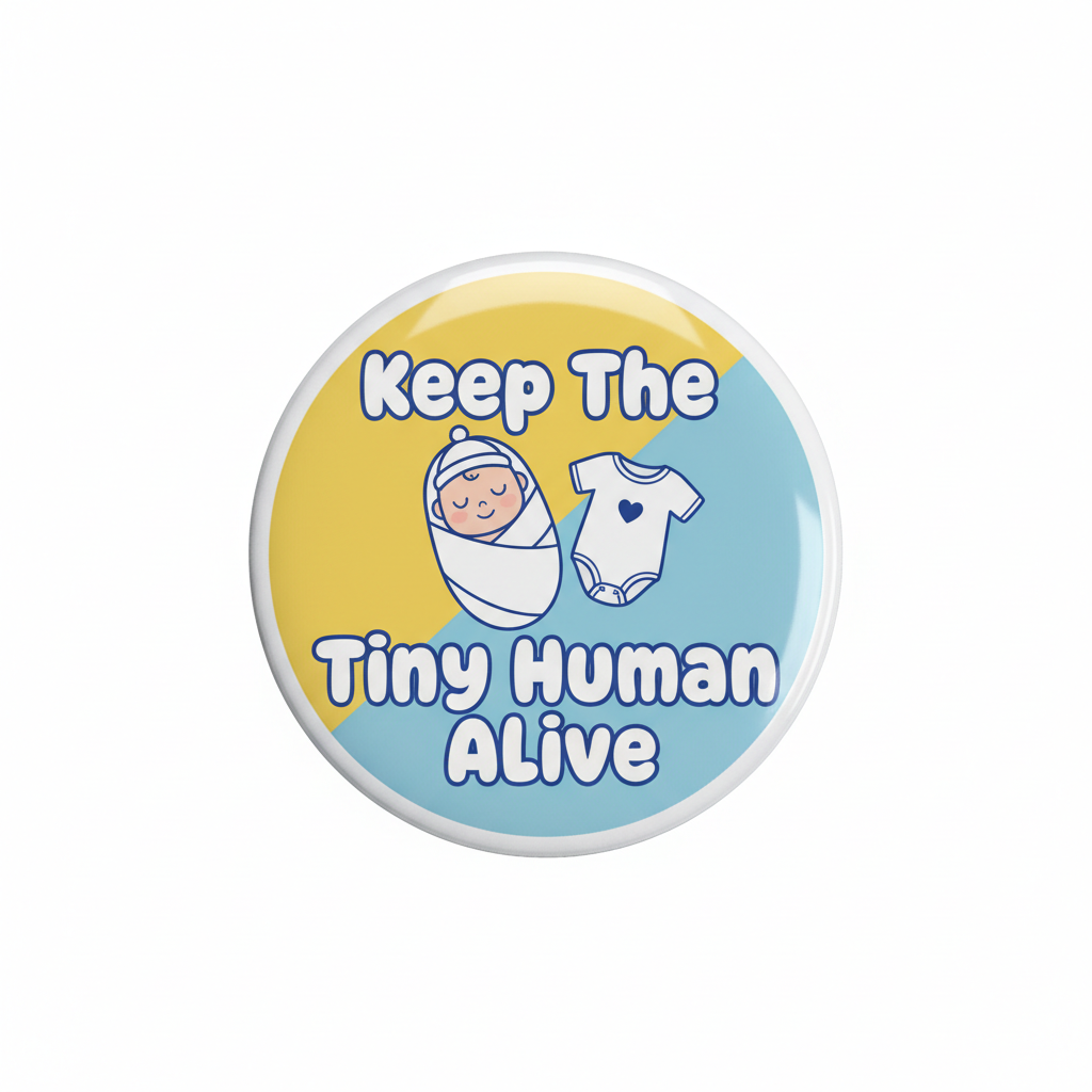 Keep The Tiny Human Alive Funny New Mom and Dad Pinback 2.25-inch