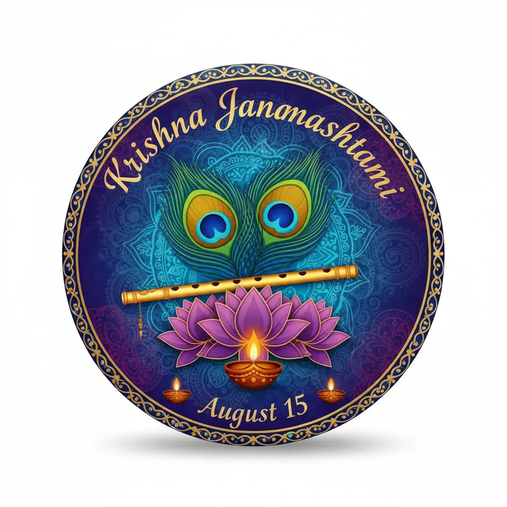 Krishna Janmashtami (August 15) Pinback 2.25-inch