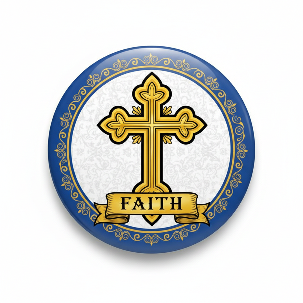 Latin Cross Religious Symbol Pinback 2.25-inch