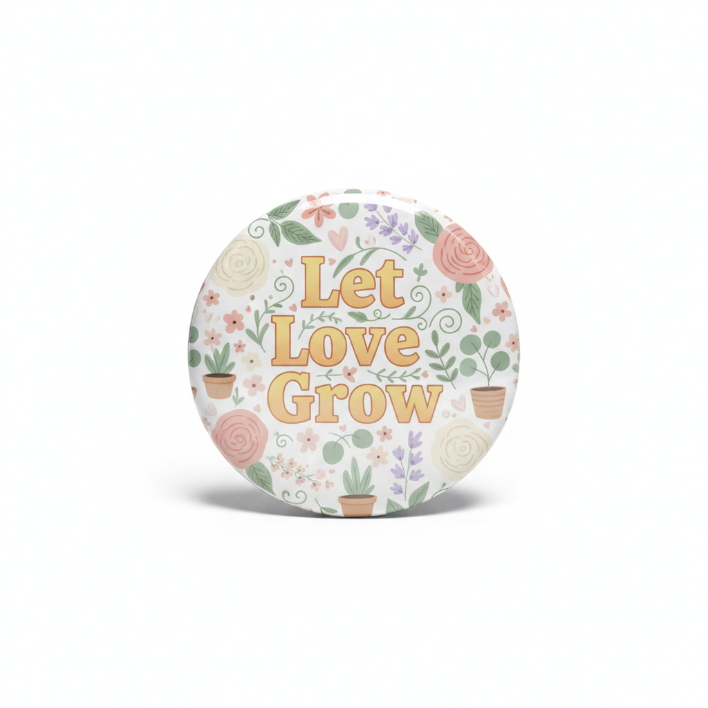 Let Love Grow Button Pin Button 2.25-inch