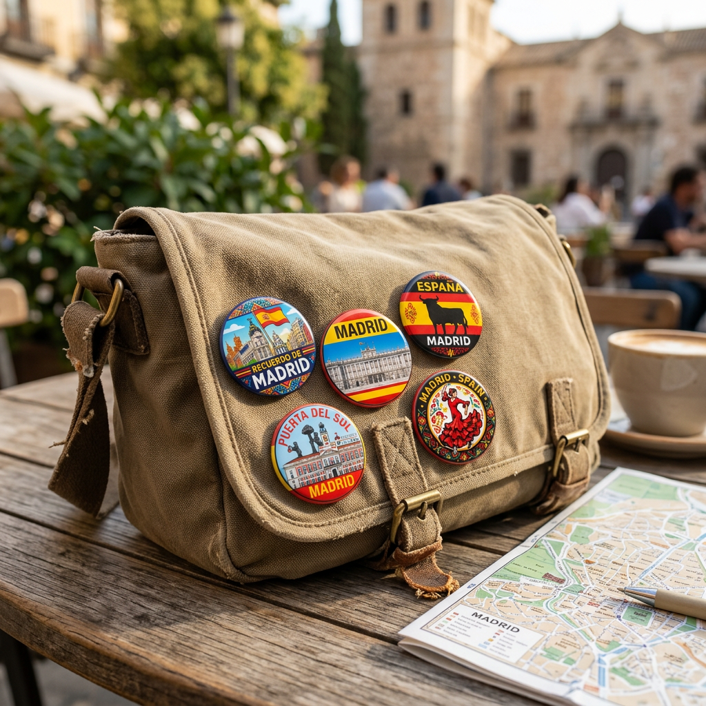 Madrid Spain Travel Souvenir Pin Button 2.25-inch 5 Pcs