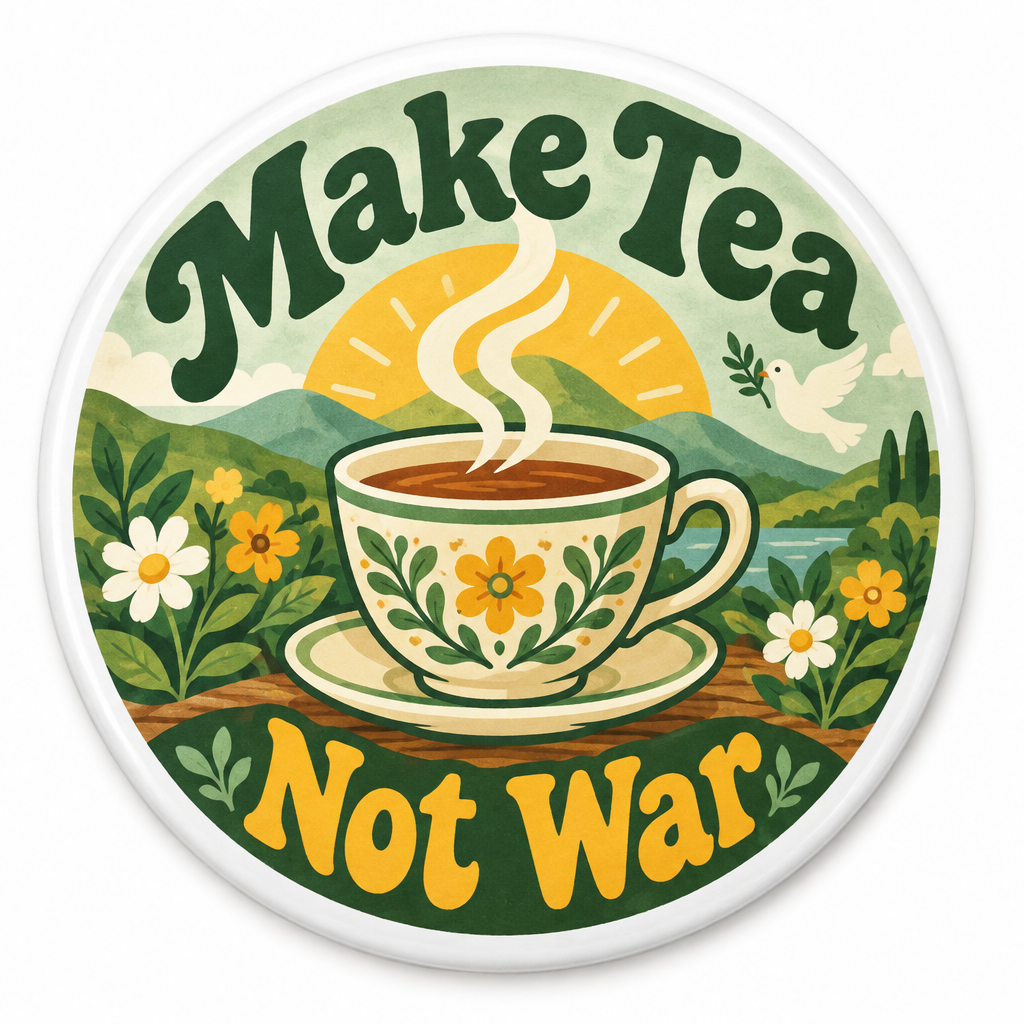 Make Tea Not War Pin Button 2.25-inch