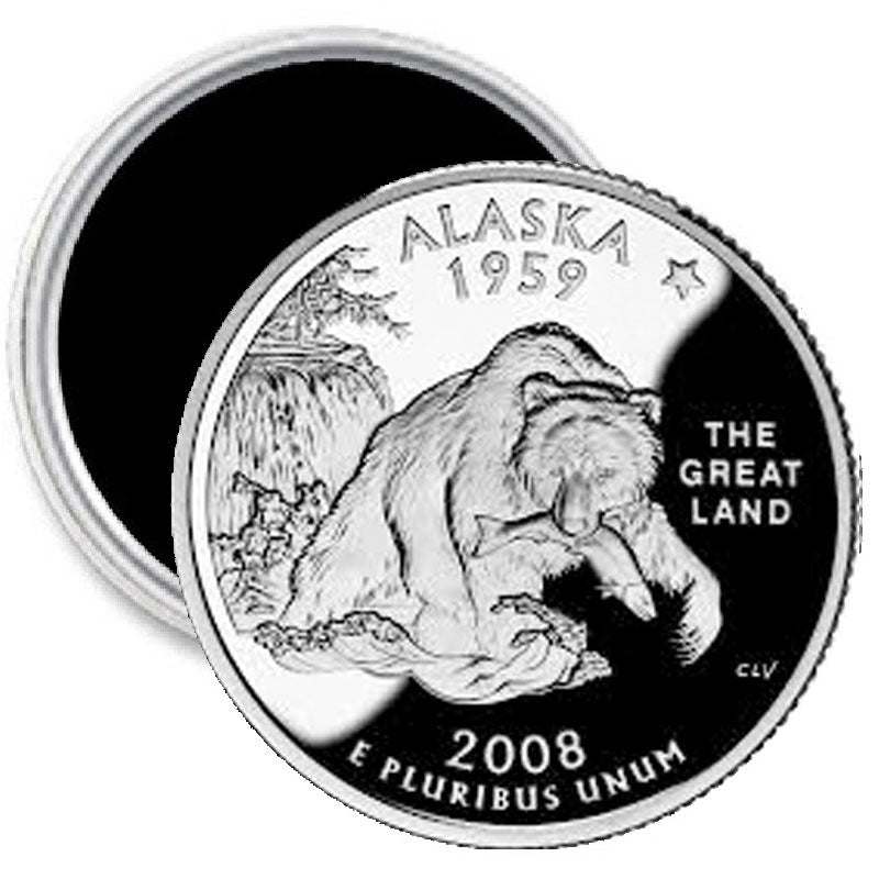 Aimant à image de quart de dollar de l'état de l'Alaska 2,25"