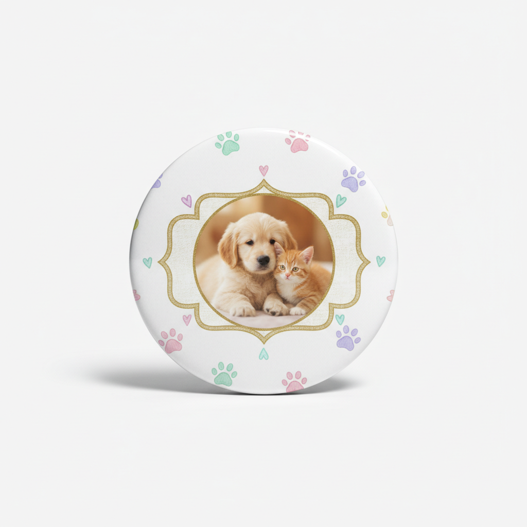 Modern Cute Paws Family Pet Photo Pinback 2.25-inch