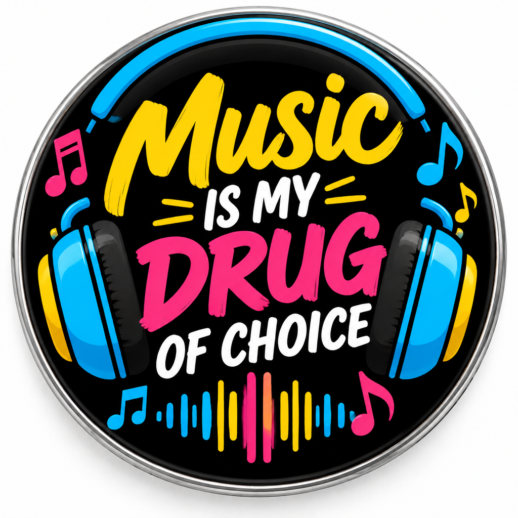 Music is my drug of choice Pin Button 2.25-inch