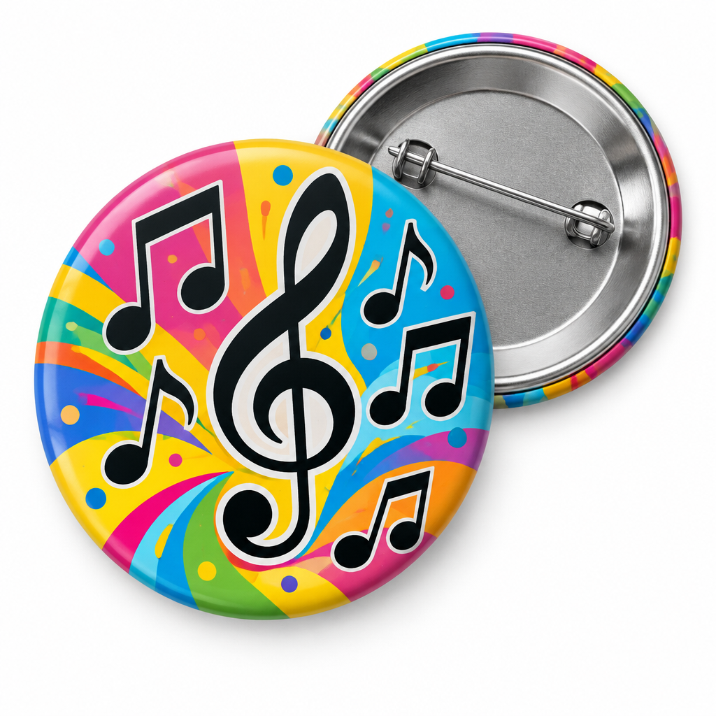 Musical Notes 1 Pin Button 2.25-inch