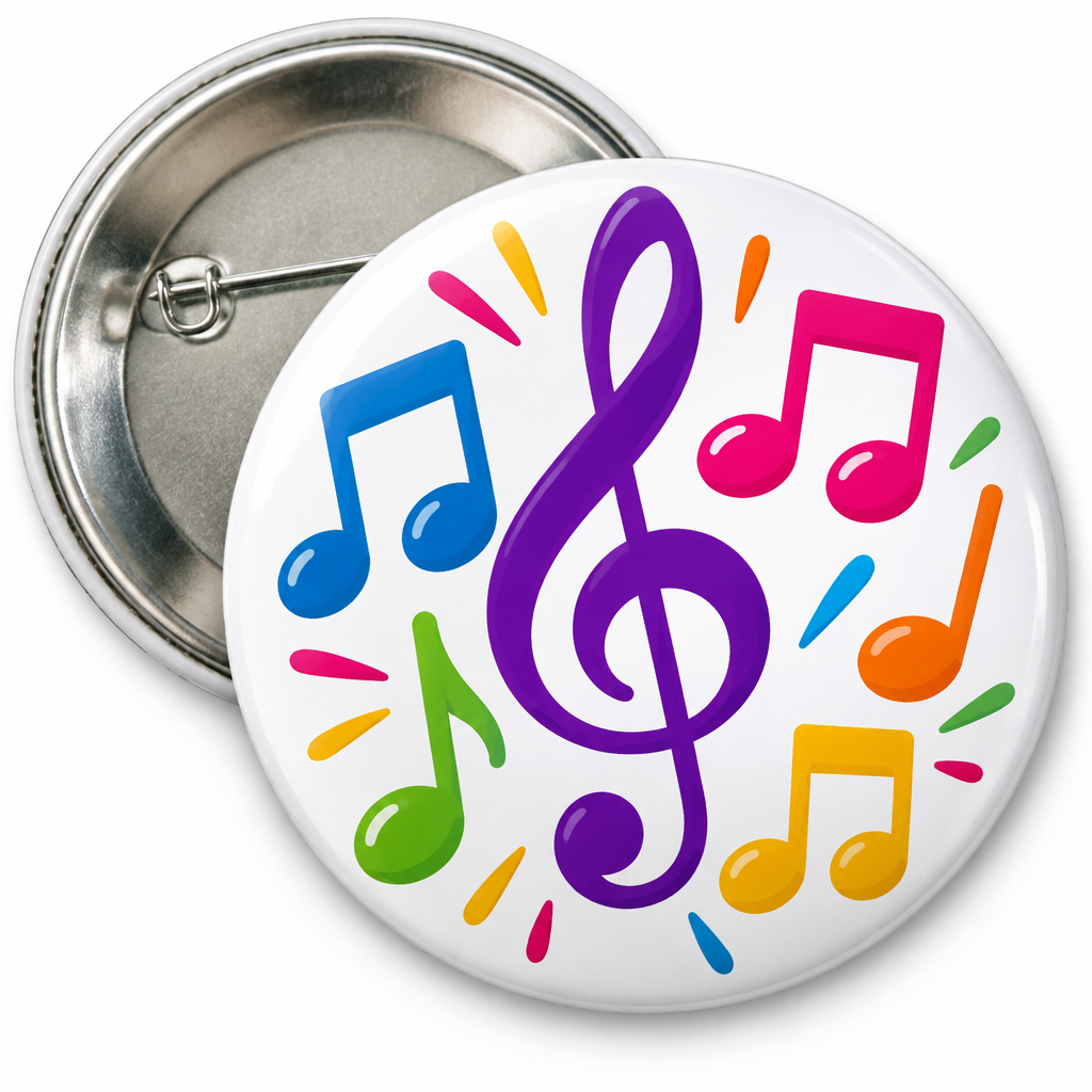 Musical Notes Pin Button 2.25-inch
