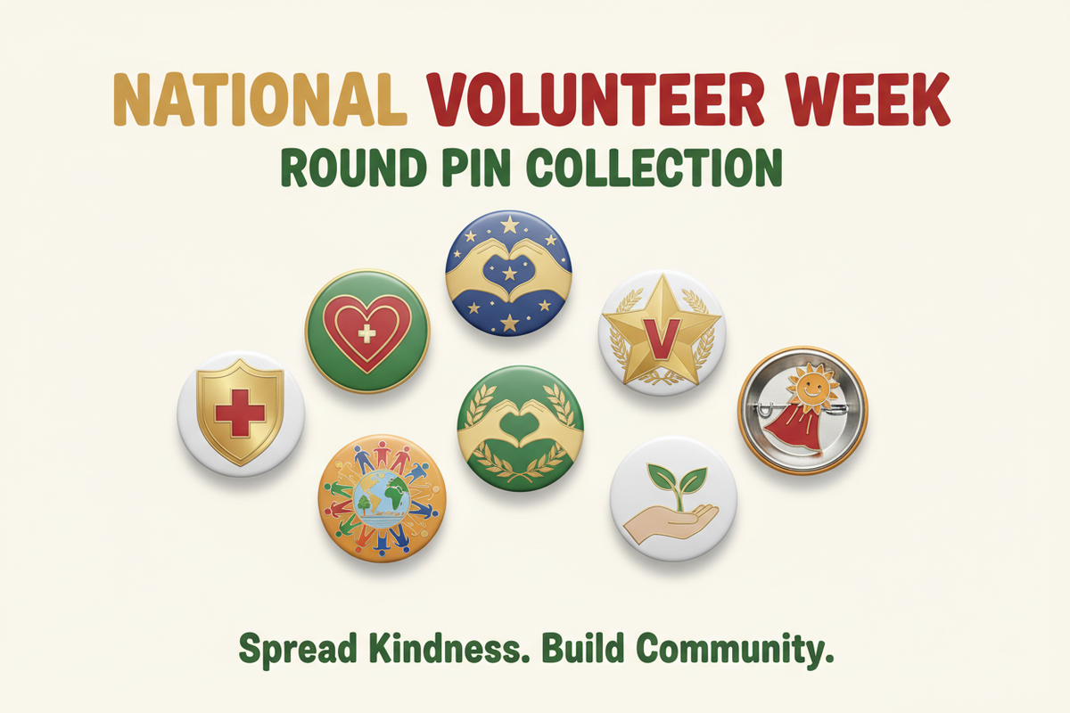 National Volunteer Week Pinback Pin Collection 1.25-inch