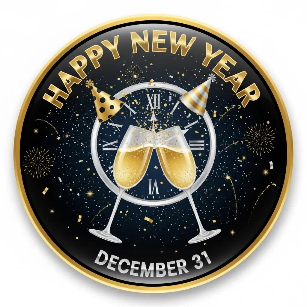 New Years Eve (December 31) Pinback 2.25-inch