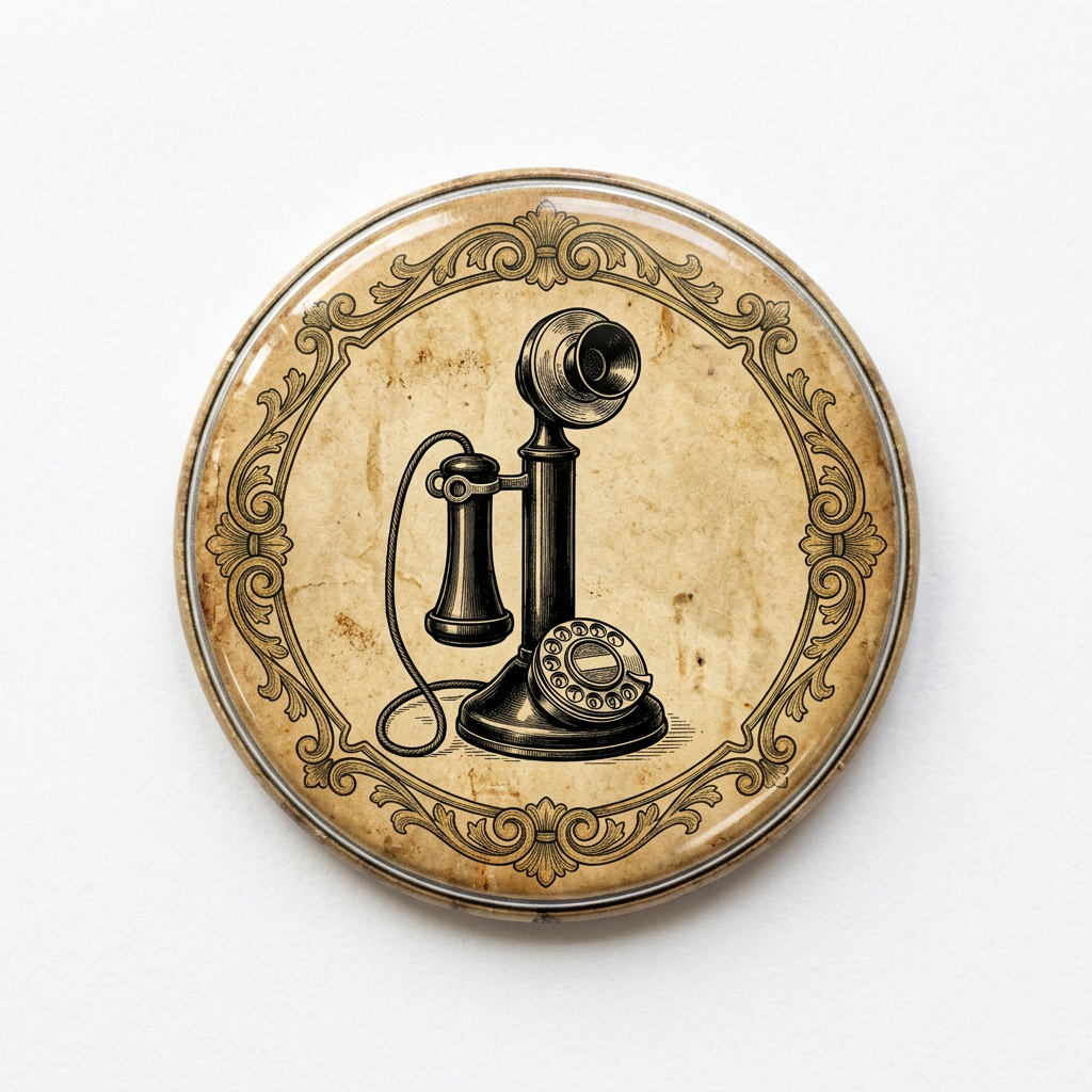 Old Time Phone Antique badge Pin Button 2.25-inch