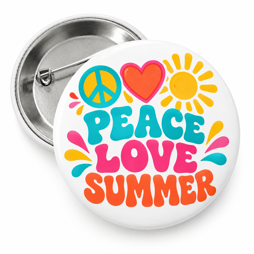 Peace Love Summer Pin Button 2.25-inch