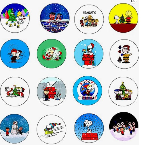 16 Pcs Peanuts Christmas Magnets Charlie Brown 2.25"