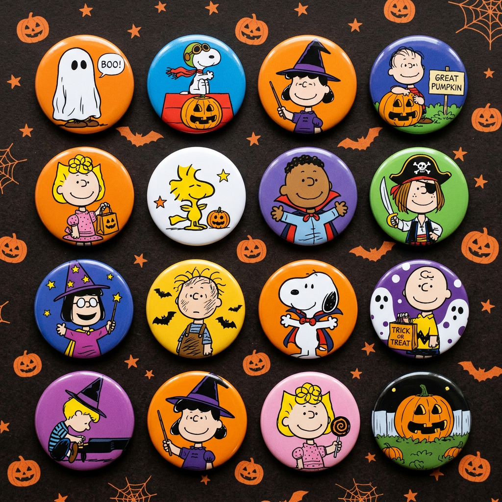 Halloween Theme Collection Pin Button 1.25-inch 16 Pcs