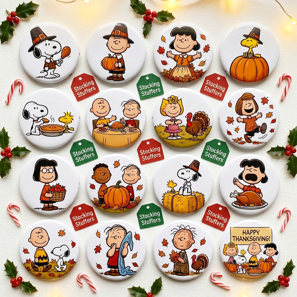 Thanksgiving Theme Collection Pin Button 1.25-inch 16 Pcs