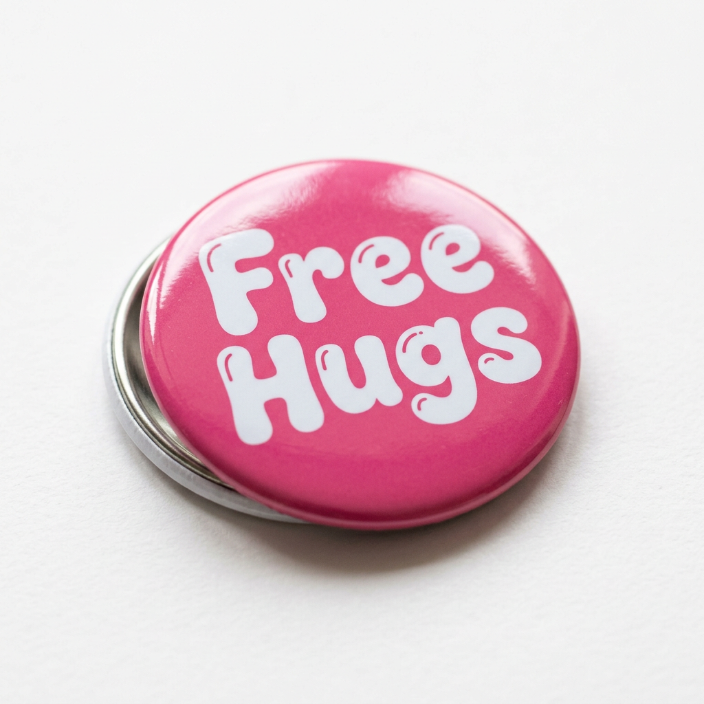 Pink Free Hugs Pin Button 2.25-inch