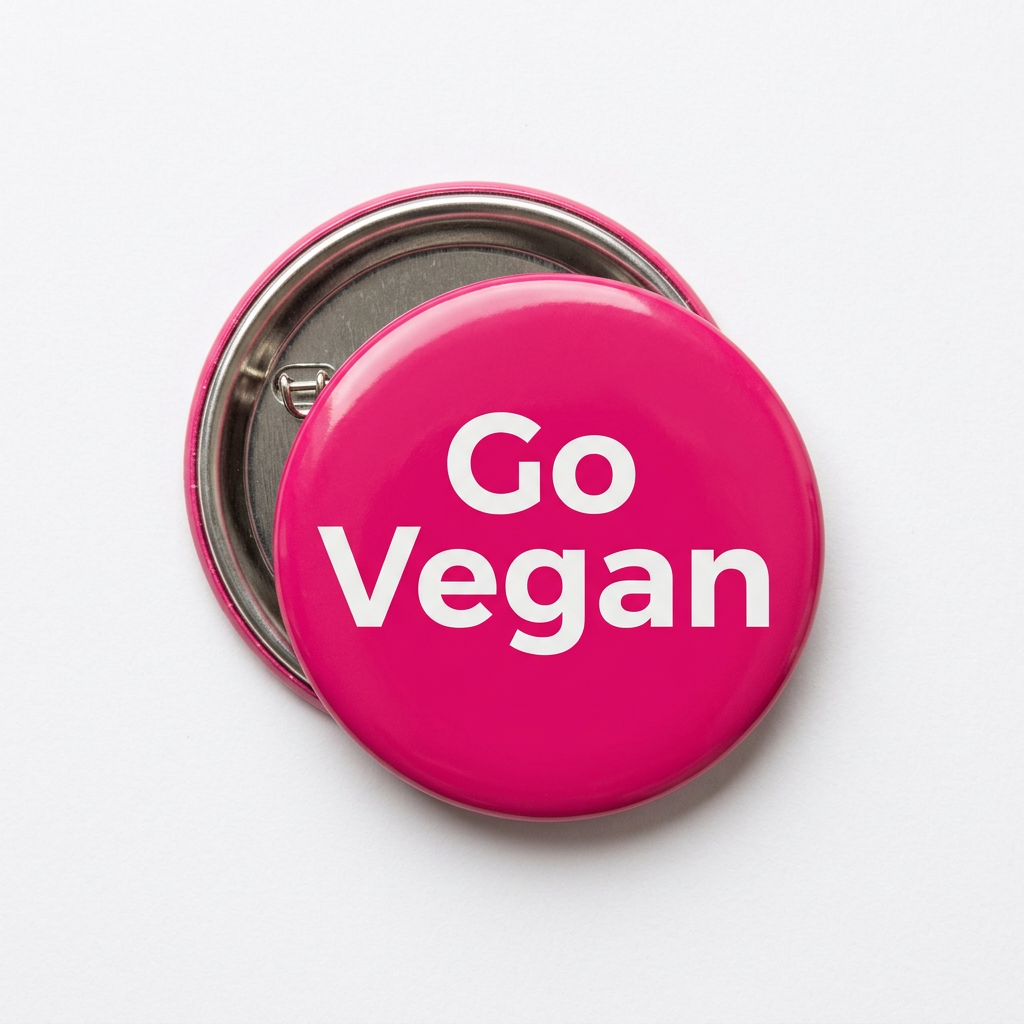 Pink Go Vegan Pin Button 2.25-inch