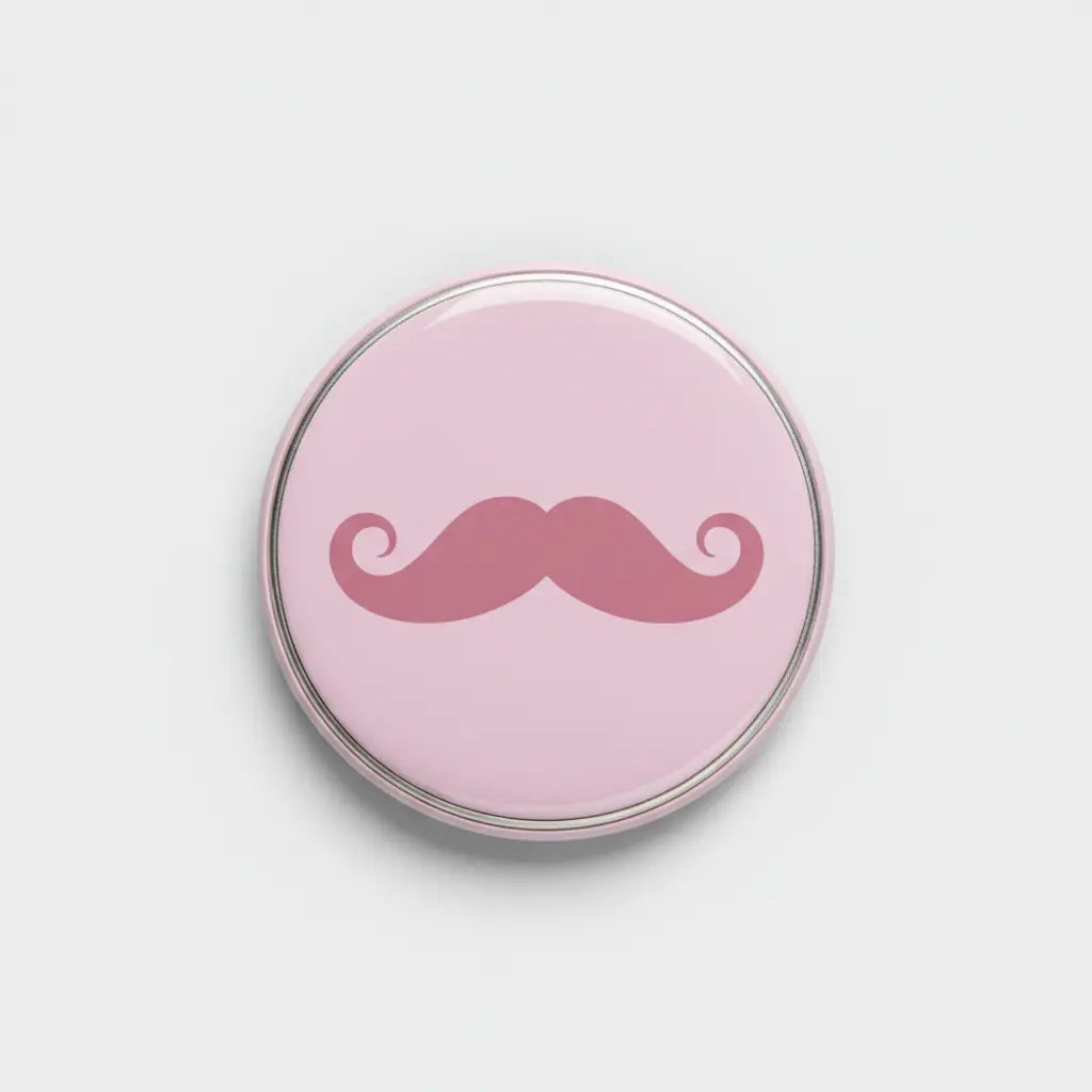 Pink on Pink Moustache Button Pinback 2.25-inch